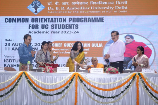 Dr. B. R Ambedkar University Delhi organised its Common UG Orientation Ceremony for new admissions 2023. Renowned Author and Motivational Speaker Navin Gulia graced the occasion