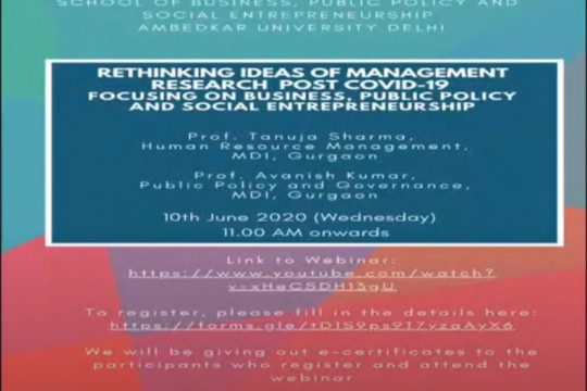 Webinar On Rethinking Ideas Of Management Research Post Covid-19