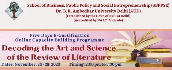 Five Days E-Certification Online Capacity Building Programme Decoding the Art and Science of the Review of Literature