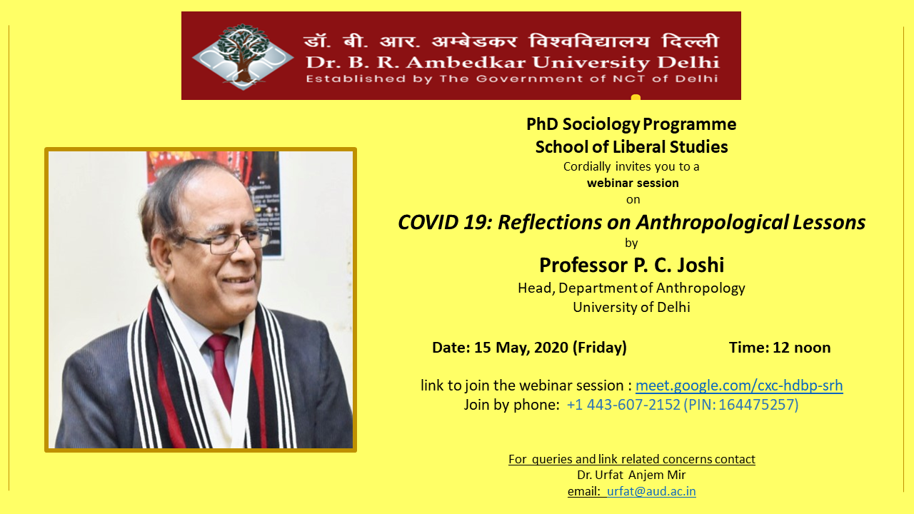 Webinar session on "COVID 19: Reflections on Anthropological Lessons"