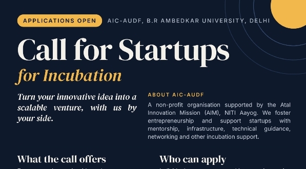 Call for Startups AIC-AUDF | Atal Incubation Centre – Dr. B.R. Ambedkar University Delhi