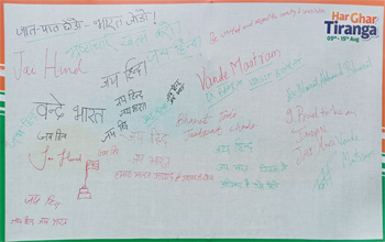 Hand written slogans on the Canvas