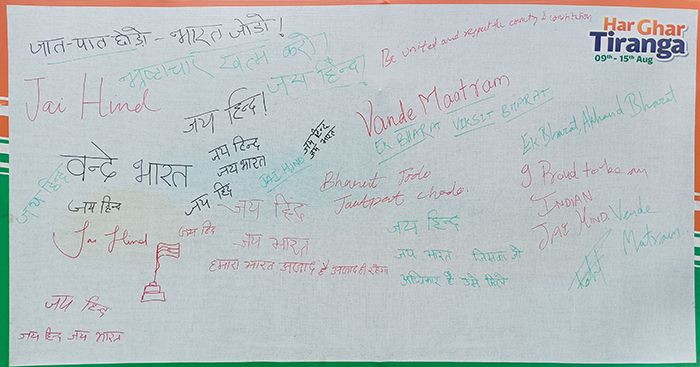 Hand written slogans on the Canvas