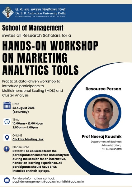Hans On Workshop on Marketing Analytics Tools