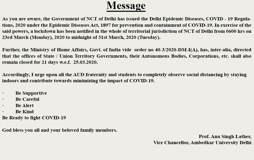 Message from Prof. Anu Singh Lather, Vice Chancellor