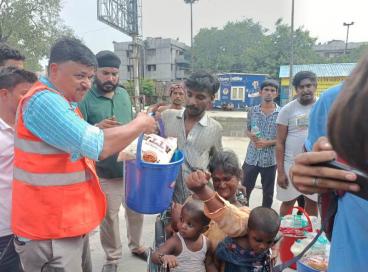 NSS volunteers, NCC cadets distributing relief material for the flood-affected people in Delhi during July 2023