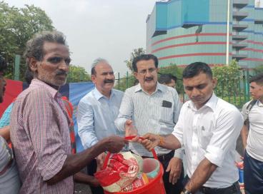 NSS volunteers, NCC cadets distributing relief material for the flood-affected people in Delhi during July 2023