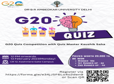 Dr B R Ambedkar University Delhi is organising a G20 Quiz Competition 13th February 2023