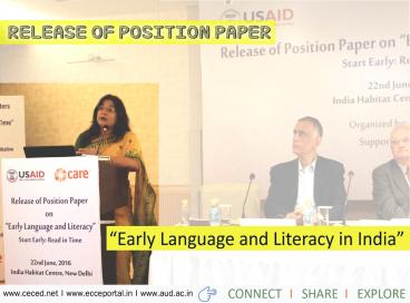 Release of Position Paper on ‘Early Language and Literacy in India’