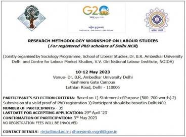 G20 Research Methodology Workshop on Labour Studies 10th -12th May 2023