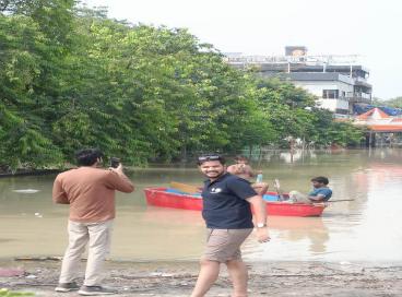 NSS volunteers, NCC cadets distributing relief material for the flood-affected people in Delhi during July 2023