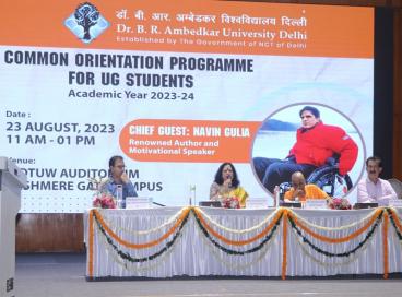 Dr. B. R Ambedkar University Delhi organised its Common UG Orientation Ceremony for new admissions 2023. Renowned Author and Motivational Speaker Navin Gulia graced the occasion