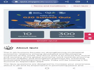 G20 Summit Quiz 10th April 2023