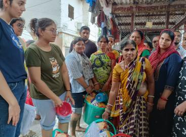 NSS volunteers, NCC cadets distributing relief material for the flood-affected people in Delhi during July 2023