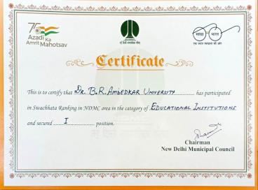 University Secured 1st Position in Swachhta Ranking