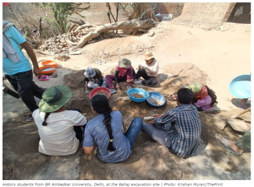 SHRM Archaeology students from BR Ambedkar University, Delhi, at the Bahaj excavation site