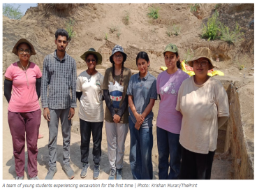 SHRM Archaeology students from BR Ambedkar University, Delhi, at the Bahaj excavation site